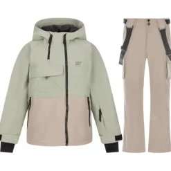2117 of Sweden Kidden skijakke/skibukser sæt, junior, lysegrøn/beige