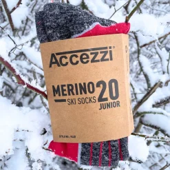 Accezzi Merino 20, skistrømper, 2 par, junior, rød