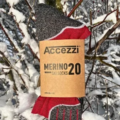 Accezzi Merino 20, skistrømper, 3 par, rød