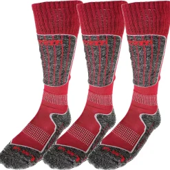Accezzi merino skiundertøj + 3 par merino skistrømper, rød, dame