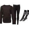 Helios Essential skiundertøj + 2 par Accezzi merino skistrømper, sort, junior