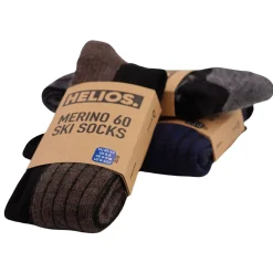 Helios Merino One 60, skistrømper, 2 par, brun