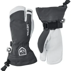 Hestra Army Leather Heli Ski, 3-finger skihandsker, junior, grå