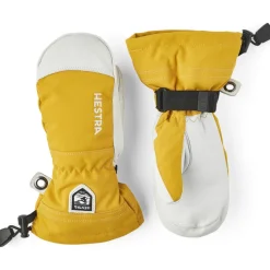 Hestra Army Leather Heli Ski Jr, skiluffer, junior, gul