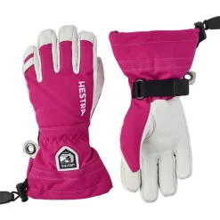 Hestra Army Leather Heli Ski, skihandsker, junior, pink