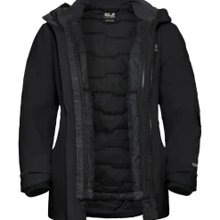Jack Wolfskin Flowline 3in1, skijakke, dame, sort