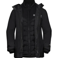 Jack Wolfskin Flowline 3in1, skijakke, dame, sort