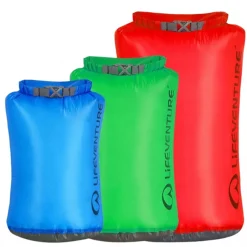 Lifeventure Ultralight Dry Bag Multipack, blå, grøn og rød