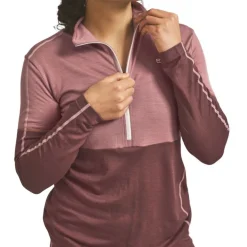Ortovox 185 Rock'n'Wool Zip Neck, dame, lyserød