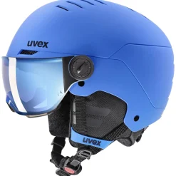 Uvex Rocket JR Visor, skihjelm med visir, junior, blå