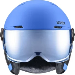 Uvex Rocket JR Visor, skihjelm med visir, junior, blå